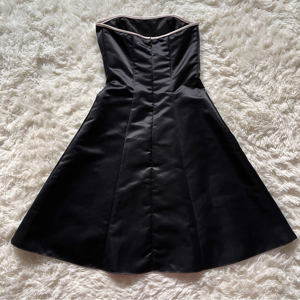 Vtg Gunne Sax Holiday Party Dress Black Pink Strapless Satin Dress Size‎ 4 - Picture 5 of 10